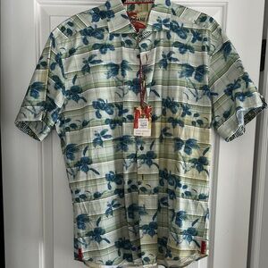 Men's Green and Blue Floral Casual Shirt